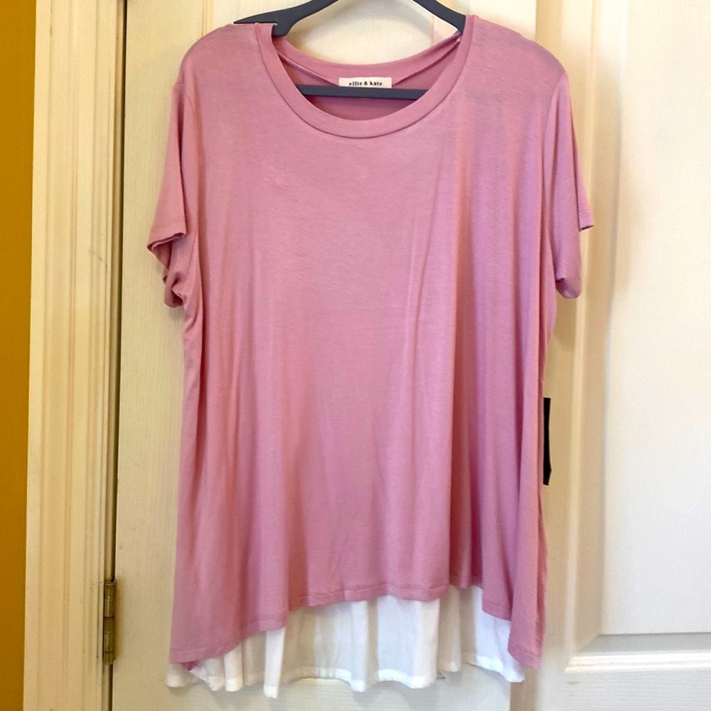 Ellie & Kate flowy shirt. Work and play. Pink and white oversized. Very soft.NWT
